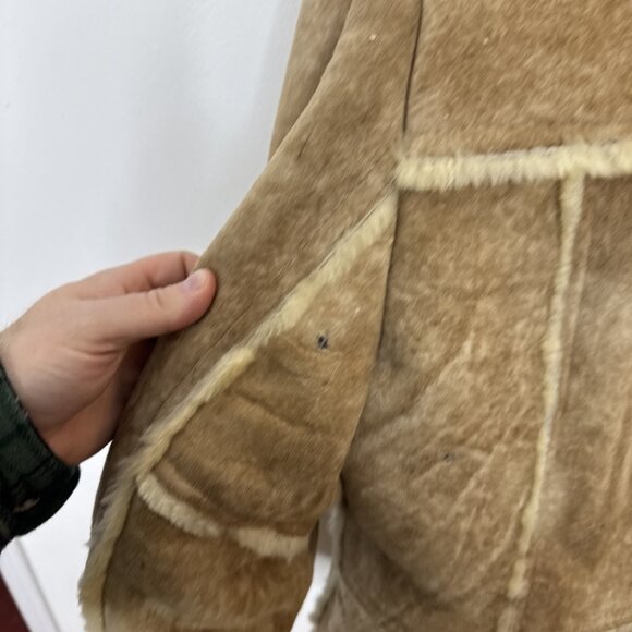 Vintage Sears Shearling Sheepskin Suede Leather Woman M/L Coat Western - Picture 5 of 8